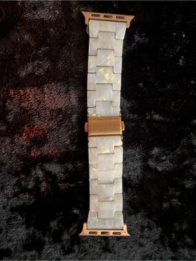 Rose Gold Metal & Mother-of-Pearl Smartwatch Band - Fits Apple Watch Adapters